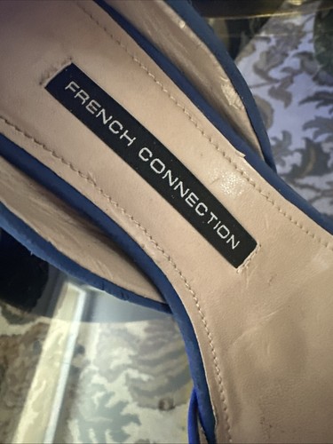 French Connection Ellis Navy Suede Studded Pointed Toe Pump - Picture 11 of 13