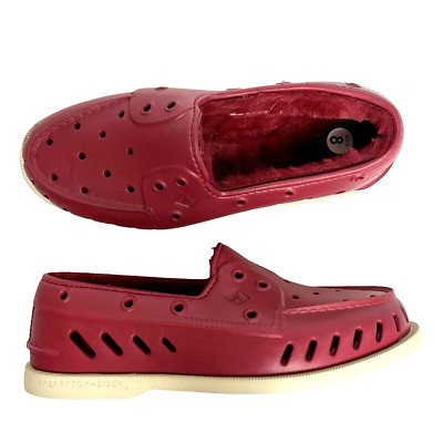 Sperry Top Sider Float Boat Shoes Size 8 Rubber Cozy Cut-Outs Slip On Red