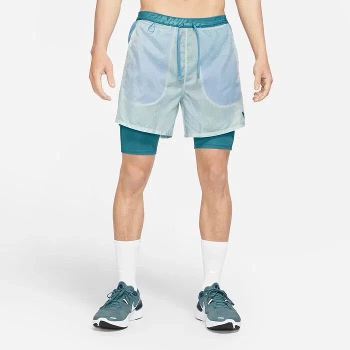 NEW MENS NIKE FLEX STRIDE WILD RUNNING SHORTS 2in1 7 inch BLUE GRAY DD5361 | eBay