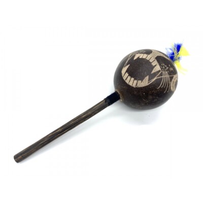 Peruanische Amazon Shipibo Jaguar Design 3'' Medium Jungle Rassel - Grün