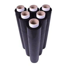6 STRONG ROLLS BLACK PALLET STRETCH SHRINK WRAP PARCEL PACKING CLING FILM *FAST*