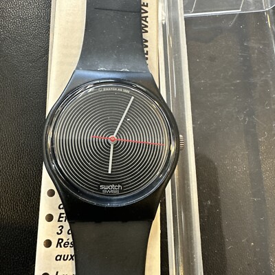 Swatch Watch - GB109 - SOTO Swatch Watch Soto GB109 1986 Black Silver Circles 34mm  main image 4