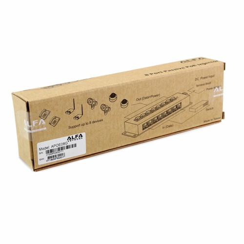 Alfa APOE08G 8 Port Passive Gigabit POE Injector Panel 12-48V - Picture 6 of 6