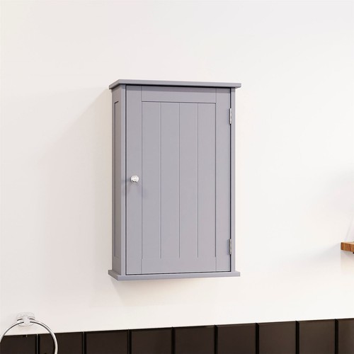 Priano Wall Cabinet Bathroom Kitchen White 1 Door Storage Mounted Unit Grey - Picture 2 of 9