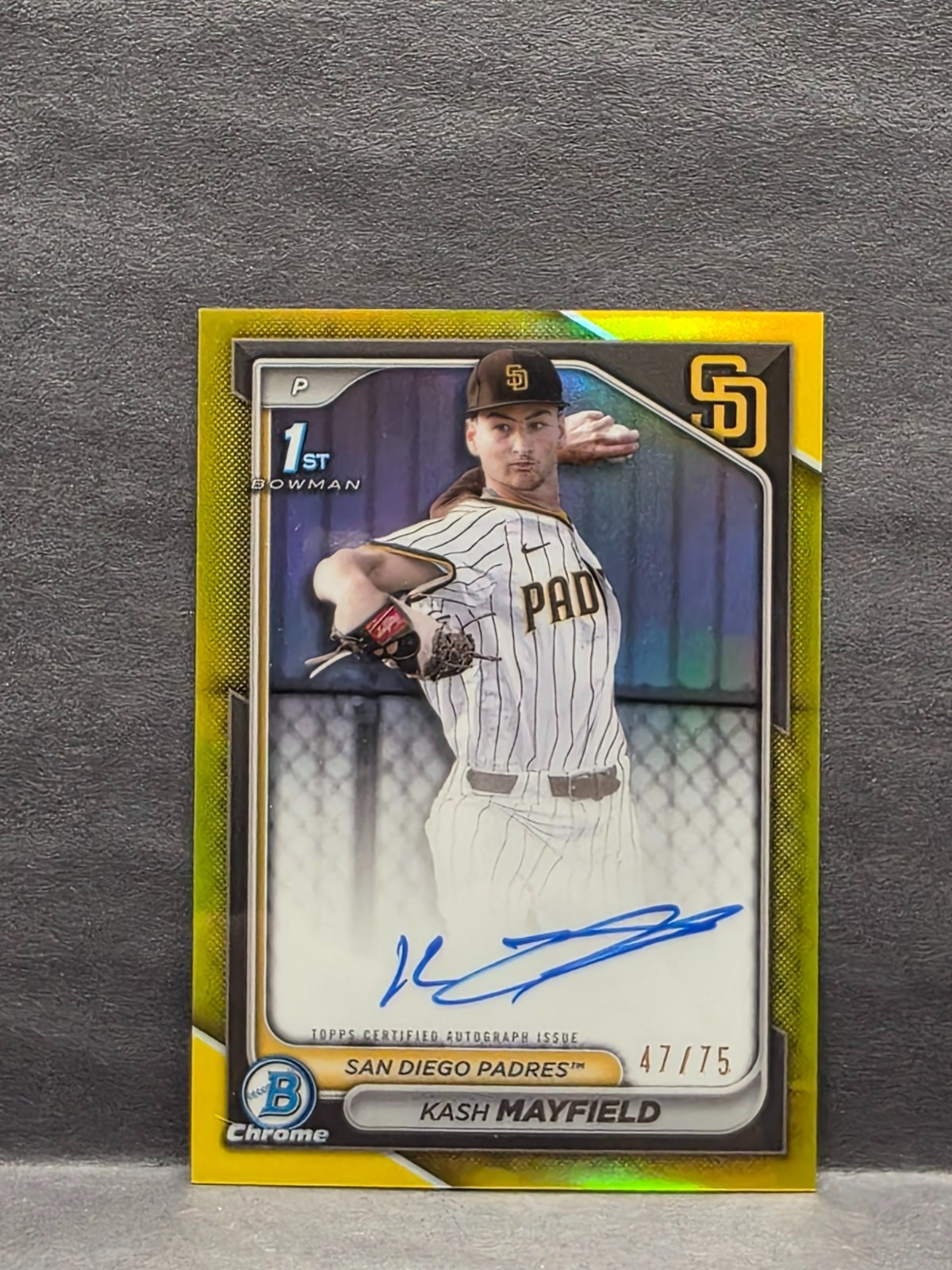 KASH MAYFIELD - 2024 Bowman Draft - Chrome Prospect Yellow 1st Auto /75 #CPA-KM