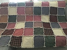 Handmade Rag quilt /throw Primitive Homespun