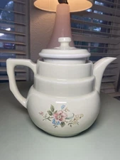 3 Pc Drip-o-lator Rambling Rose Coffee Hall Tea Pot Enterprise Aluminum Co Vtg