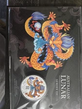 1 Oz Silver Perth Mint 2024  Year of the Dragon 1oz Silver $1 Coin In Card