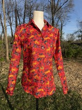 J Crew Collection Silk Twill Shirt Jungle Cat Leopard Red Blouse Size 00