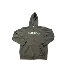 Burton Kids XL 18 Full Zip Hoodie Olive Green Logo Fleece Sweatshirt