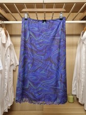 Urban Outfitters Womens Blue Purple Swirl Mesh Midi Skirt Size L Y2K BNWT Party