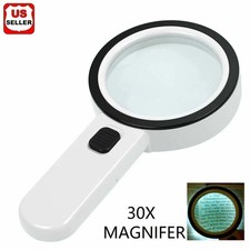 Share 30X Jumbo Handheld Magnifying Glass w/ 12 Bright LED Light Illuminated Mag