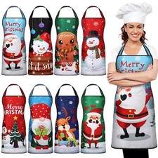 Christmas Kitchen Cooking Aprons Adjustable Holiday Adult Party Supplies 8 PCS