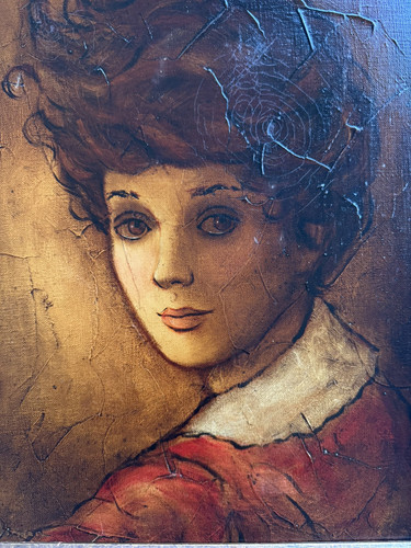 Vintage Original Öl auf Leinwand schönes Damenportrait signiert ein Normannmann - Bild 7 von 10