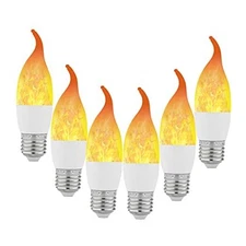  6 Pack E26 LED Flame Effect Light Bulbs 3 Modes Flickering Flame Tip E26/27