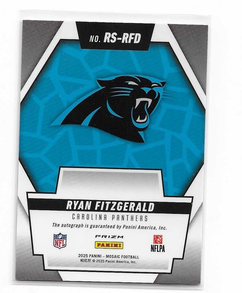 2025 Panini Mosaic #RS-RFD Ryan Fitzgerald Silver Prizm Rookie Scripts ...