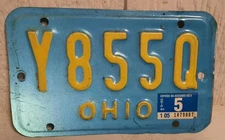 Vintage 1980s - 1990s Ohio Motorcycle License Plate Tag Expired 1991 Original 