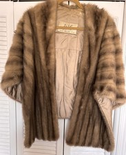 Vintage Beige Mink Fur Stole Wrap Cape Shrug