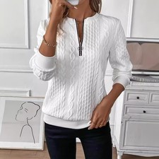 Women's Cotton Zip-Up Half-Placket Long Sleeve Hoodie Sweatshirt for Fall Winter