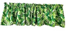 Tropical Palm and Banana Tree, Island, Green Leaf, Short Valance Curtain 41