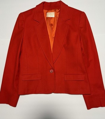 Vtg Pendleton Women s Red 100% Virgin Wool Tailored Blazer Jacket Size 8 USA