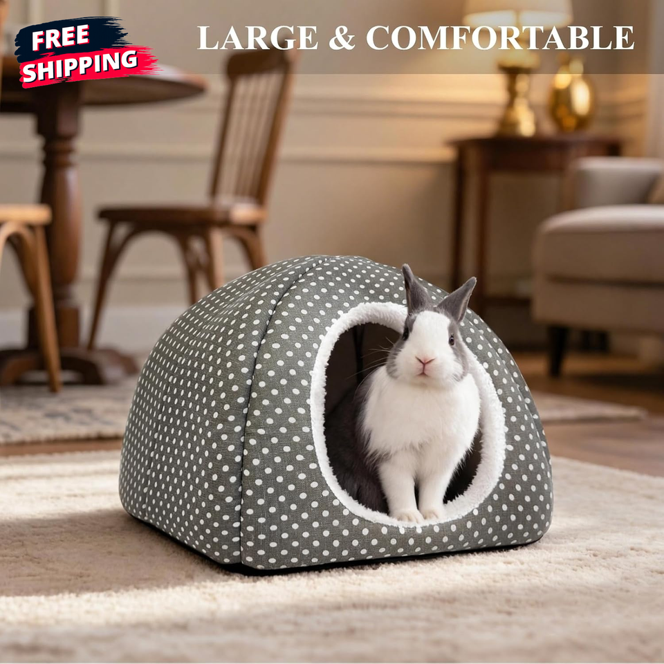 Rabbit Hideout Large Bunny Bed Washable Rabbit House and Hideout Fleece ...