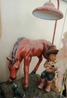Vintage Boy and His Horse Desk Lamp