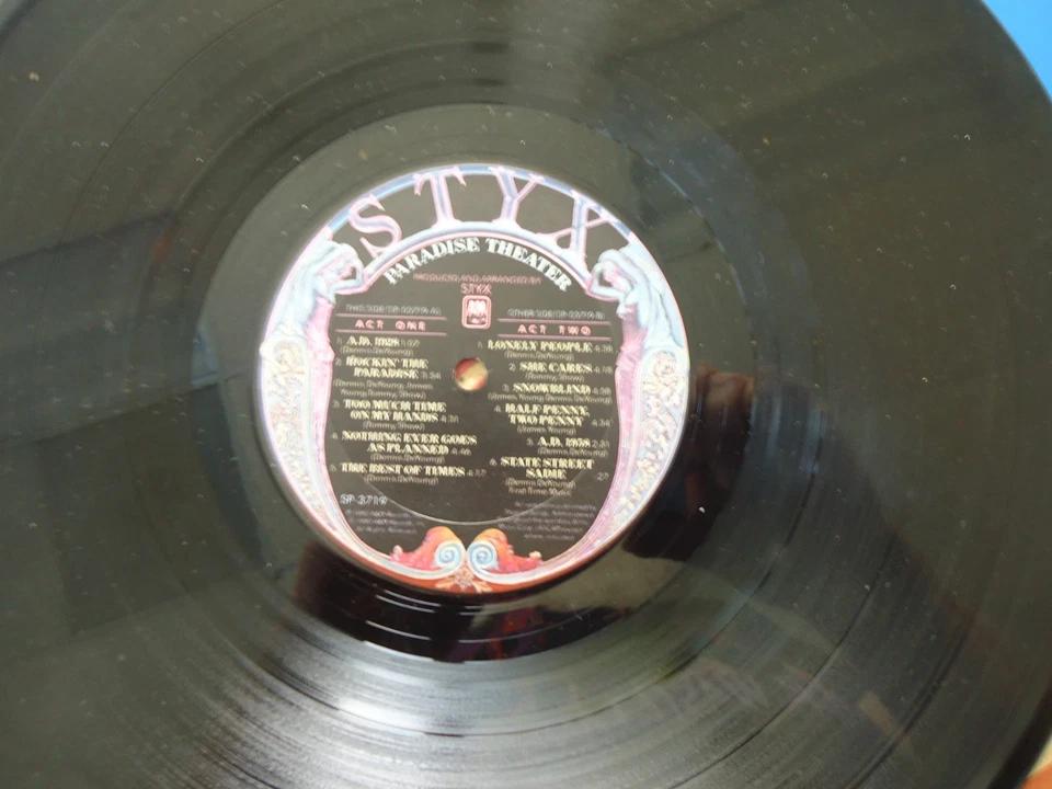 Styx Paradise Theater LP (1981) SP-03719 Gatefold Etched Vinyl - Image 4 of 4