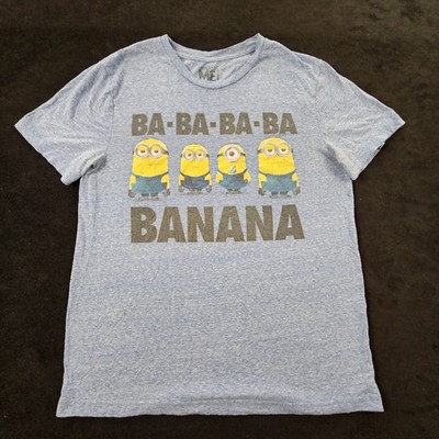 BA-BA-BA-BA Banana Minions Blue Short Sleeve Cotton Blend T-Shirt Men's M