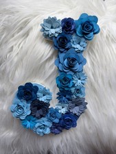 Purple Blue Handmade Custom Floral Letter J - Door Sign Wall Art Nursery Deco
