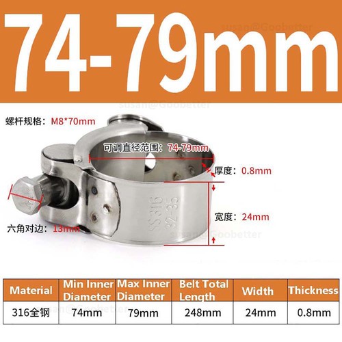Hose Clamps Clips Stainless Steel Heavy Duty T Bolt Exhaust Jubilee Type Clip - Picture 39 of 60