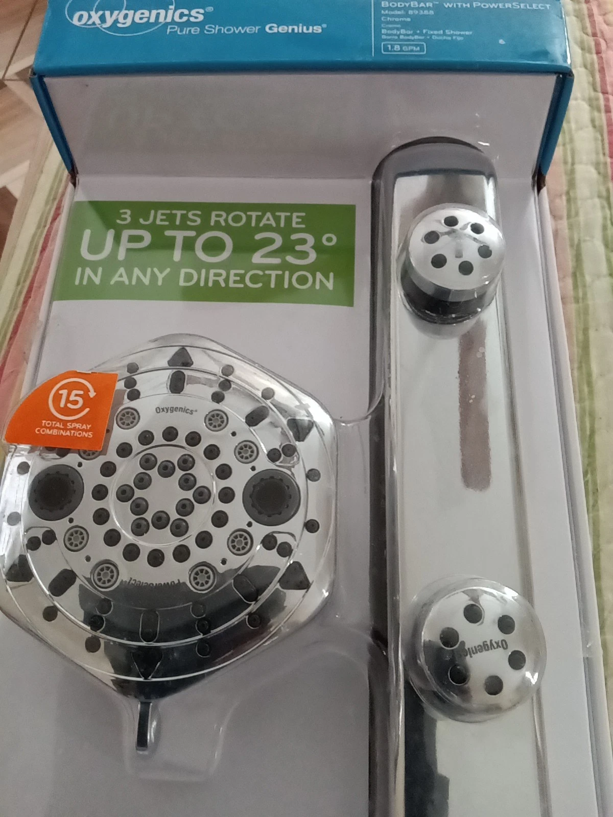Oxygenics Bodybar With PowerSelect Shower Head 89388 1.8 GPM Chrome 15 Combos