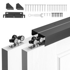 VEVOR Bypass Sliding Door Hardware Kit 6 ft Aluminum Alloy Dual-Track for Closet