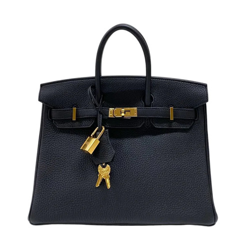 HERMES Birkin 25 Black Handbag W Stamp #OKB94