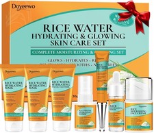 Skin Care Set,7Pcs Women Teen Glass Skincare w/Korean Rice Extract,Hydrate Gl...
