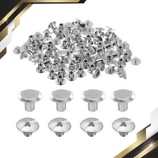 50 Set M5 x 6mm Chicago Screw Metal Stud Screw Rivets Leather Silver