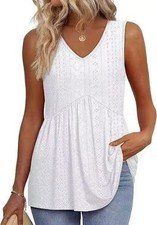 Ladies Sleeveless V-neck Tops Beach Summer Loose Tunic Shirts Tee Cami Tank Vest