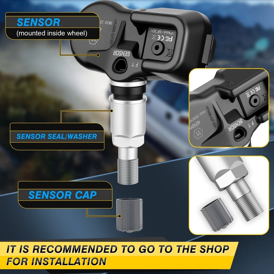 Juego de 4 sensores de presión de neumáticos TPMS de 315 MHz/433 MHz para Toyota Camry RAV4 Tacoma Foto 4 de 4