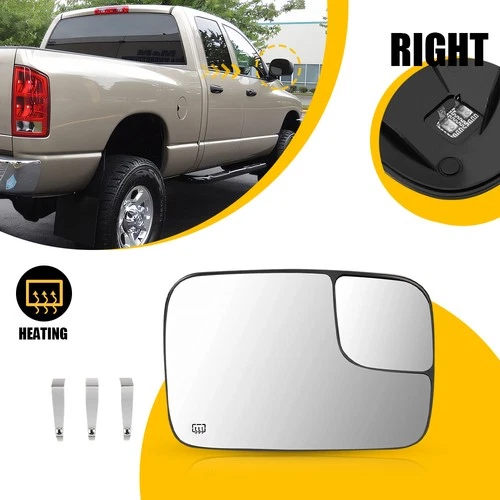 For DODGE RAM 2500 1500 3500 2005-2008 Heated RH Right Side Towing Mirror Glass