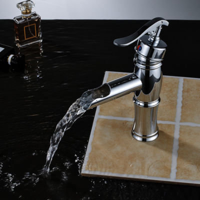 Bathroom Sink Basin Faucet Waterfall Chrome Brass Single Handle 1 Hole GD118