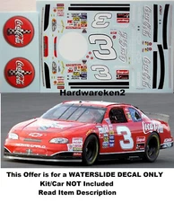 NASCAR DECAL # 3 COCA COLA JAPAN 1998 CHEVROLET MONTE CARLO DALE EARNHARDT 1/24