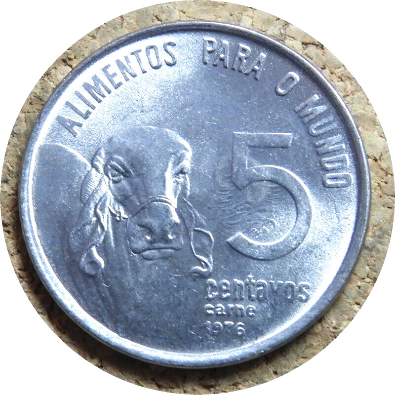 elf Brazil 5 Centavos 1976  FAO  Zebu Cow   lines in 5