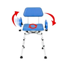 Mobi-Bench Swivel Shower Chair with Padded Seat, Back & Arms - 360° Rotatin