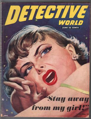 MAG: Detective World 6/1951--pulp thrills-con man-murder-crime scene pix-VG