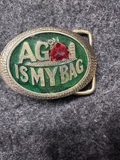 Vintage "Ag Is My Bag Solid brass 1984 Belt Buckle Country Store Farming