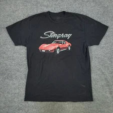 Corvette Stingray Shirt Men Large Black General Motors Graphic Tee Short Sleeve