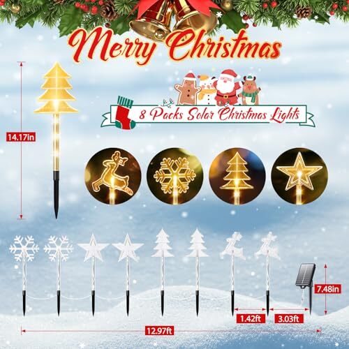 Outdoor Christmas Decorations, Set of 8 Christmas Pathway Lights