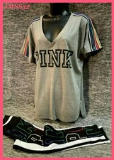 Victoria's Secret Pink Rainbow Legging Tee Shirt  Ultimate Leggings Set S M