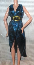 TOP BLUE  METALLIC FASHION DRESS FITS 11.5 11.75 MODEL MUSE & MADE TO MOVE DOLL