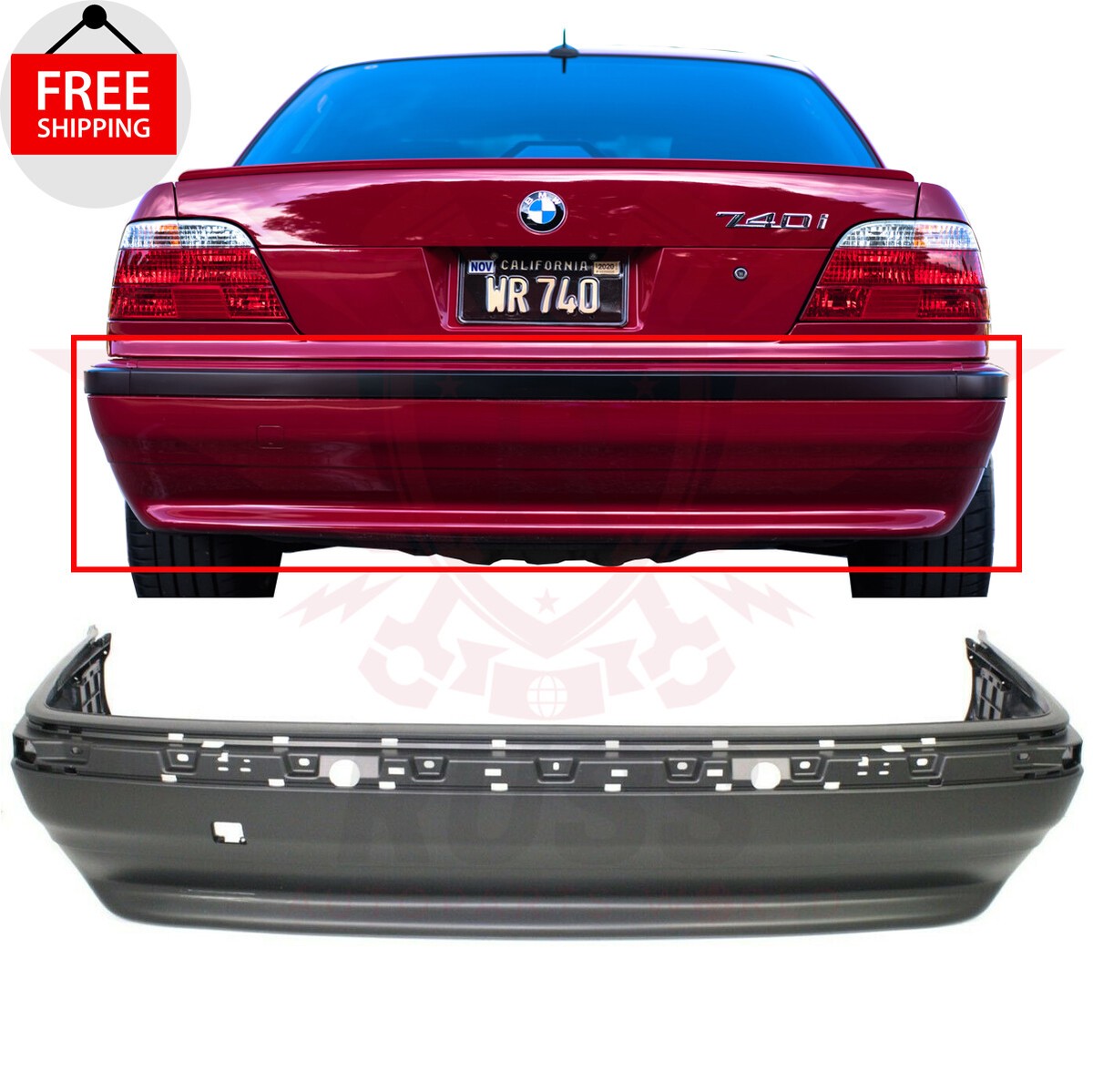 For 95 96 97 98 99 00 01 BMW 740i 740iL 750iL Rear Bumper Cover
